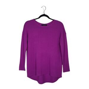 Claudia Nichole 100% Cashmere Sweater Small Purple Long Sleeve Tunic Hi-Low Hem